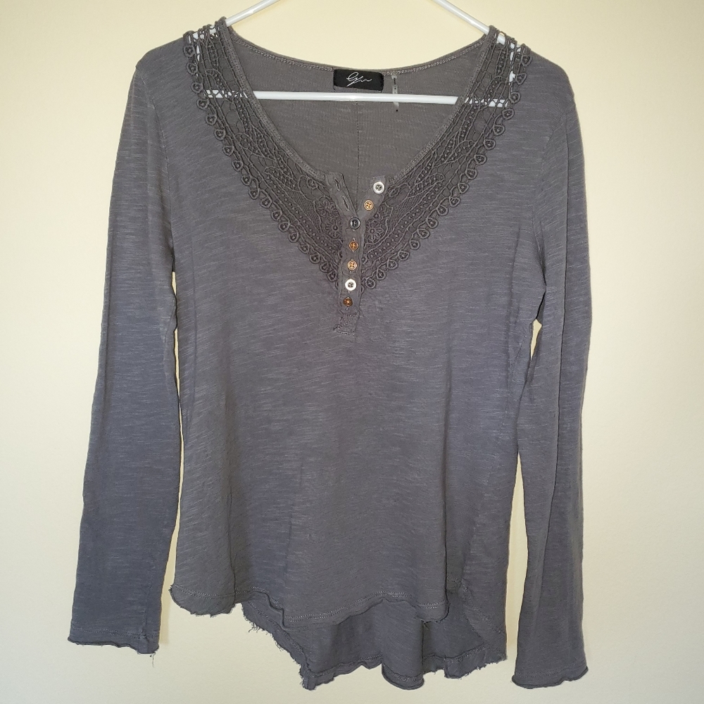 Grey lyn long sleeve blouse